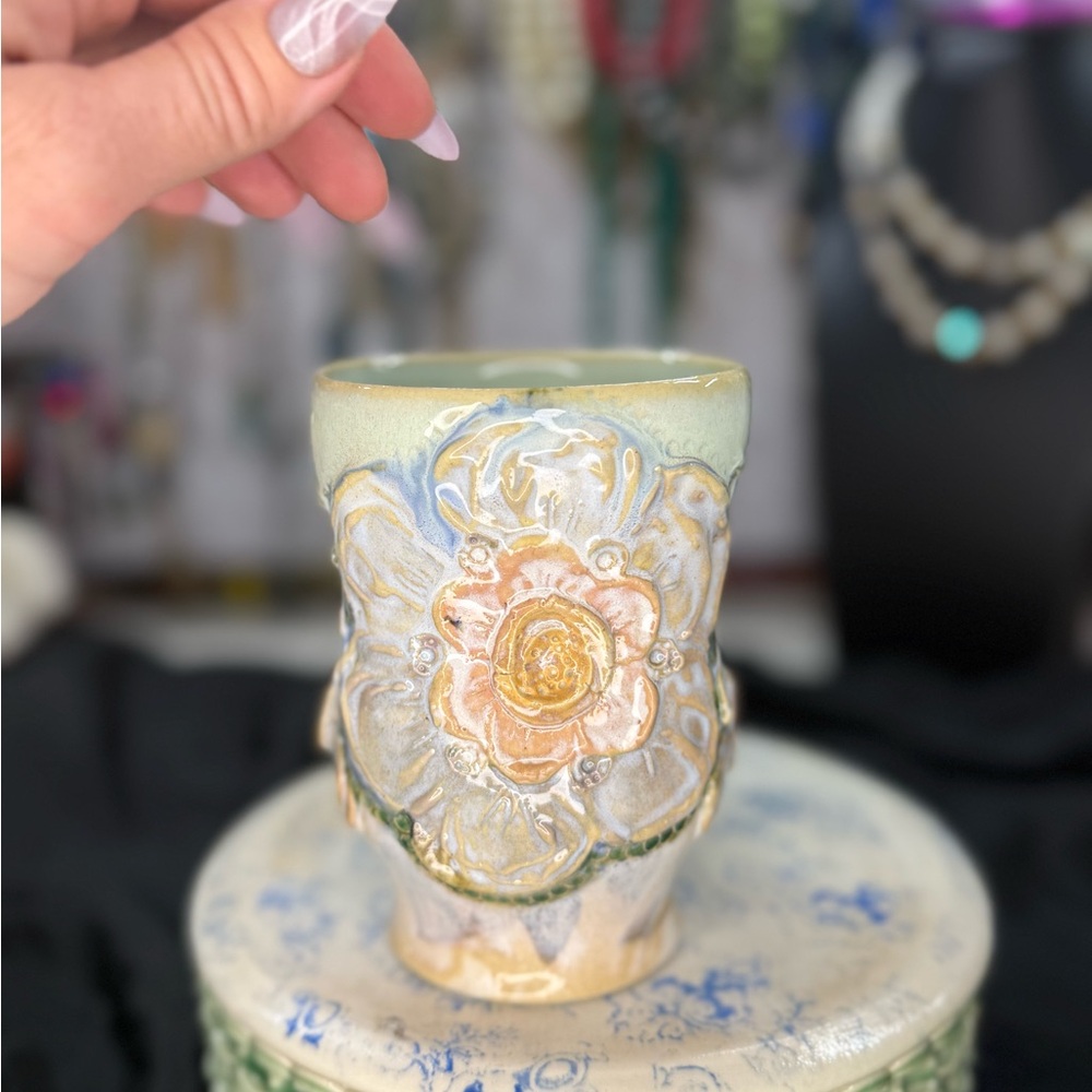 Handcrafted Floral Ceramic Mug - Picture 2 of 9